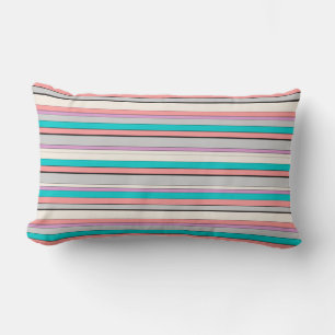 Coussin Rectangle Jolies rayures grises aqua