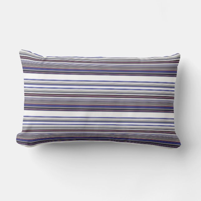 Coussin Rectangle Jolies rayures grises bleues modernes (Recto)