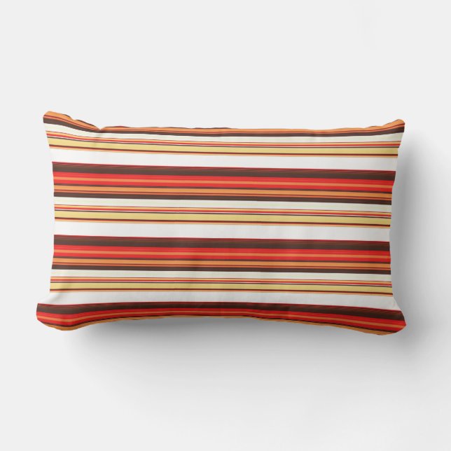 Coussin Rectangle Jolies rayures marron rouge (Recto)
