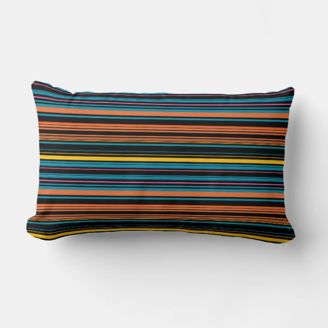 Coussin Rectangle Jolies rayures noires bleues (Recto)