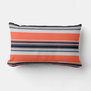 Coussin Rectangle Jolies rayures orange bleu