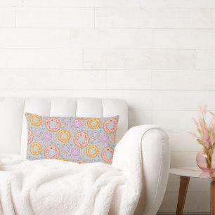 Coussin Rectangle Jolis donuts et cœurs pastel bleu rose