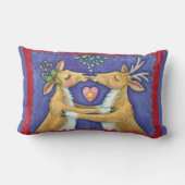 Coussin Rectangle Jolis rennes de Noël, baiser romantique avec du gu (Verso)