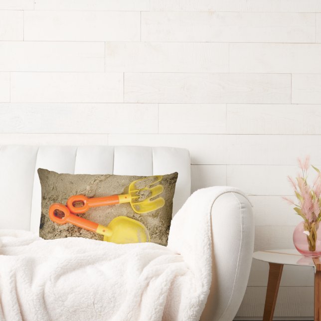 Coussin Rectangle Jouets de plage de sable jaune et orange (Canapé)