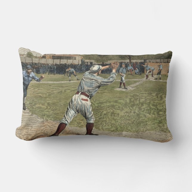 Coussin Rectangle Joueur de baseball lancé à la deuxième base (Recto)