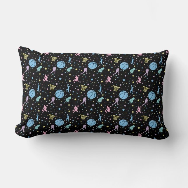 Coussin Rectangle Joueuses de basket-ball - Motif d'étoiles (Recto)