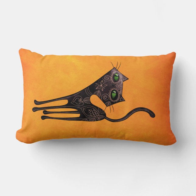 Coussin Rectangle Jour mexicain noir du chat mort (Recto)