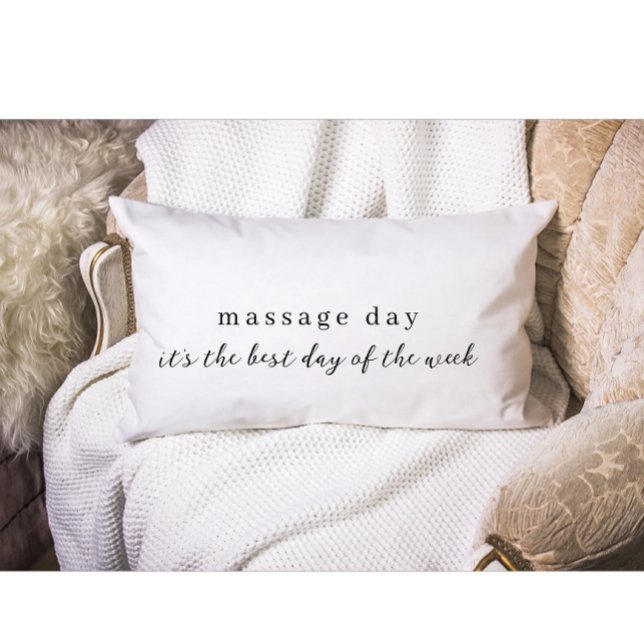 Coussin Rectangle Journée de massage moderne Citation mignonne Texte (Modern custom massage day cute text lumbar pillow)
