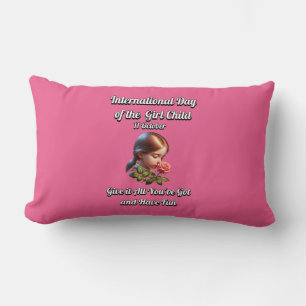 Coussin Rectangle Journée internationale de la Fille. Amusez-vous