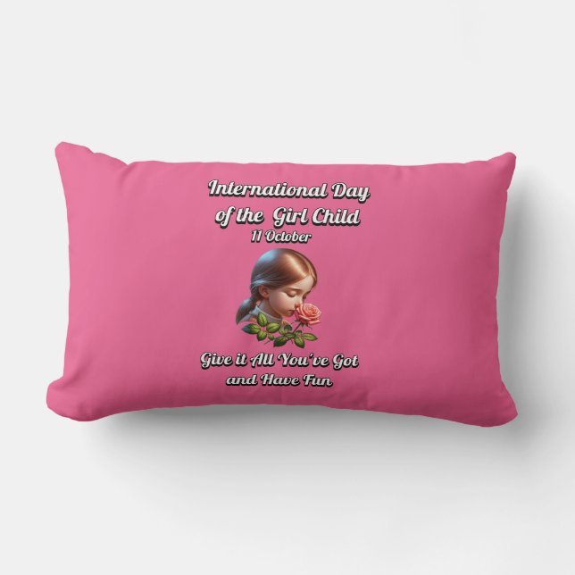 Coussin Rectangle Journée internationale de la Fille. Amusez-vous (Recto)