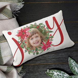 Coussin Rectangle JOY Christmas Wreath Photo
