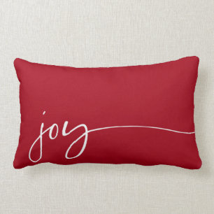 Coussin Rectangle Joy Red Elegant Script Typographie Noël