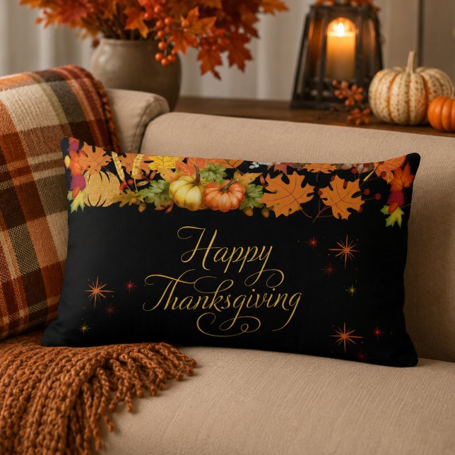 Coussin Rectangle Joyeuse récolte d'automne de Thanksgiving (Créateur téléchargé)