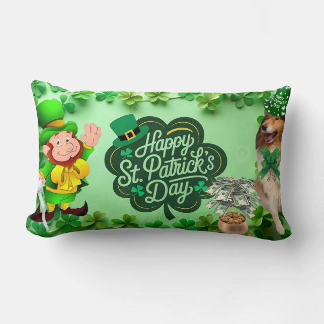 Coussin Rectangle Joyeuse Saint-Patrick avec notre Helena (Recto)