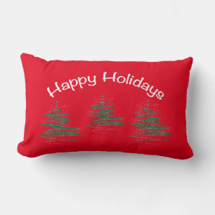 Coussin Rectangle Joyeuses fêtes, Noël - moderne Red Lumbar Pill