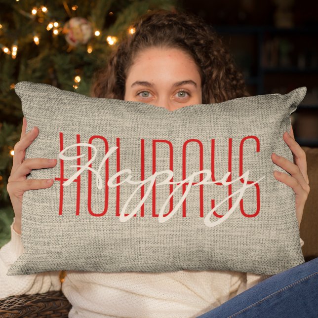 Coussin Rectangle Joyeuses fêtes rustiques | Noël (Créateur téléchargé)