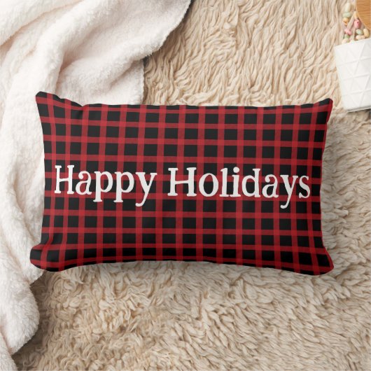Coussin Rectangle Joyeuses vacances Red Buffalo Plaid (Couverture)