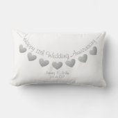 Coussin Rectangle Joyeux 11e anniversaire Mariage Coeurs d'acier (Recto)