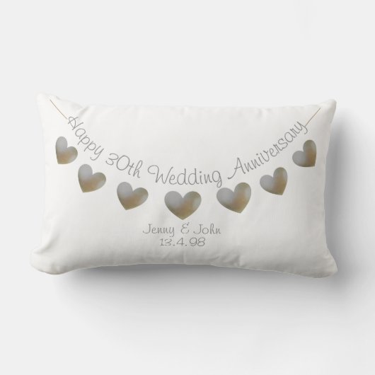 Coussin Rectangle Joyeux 30e anniversaire de Mariage battement de co (Recto)