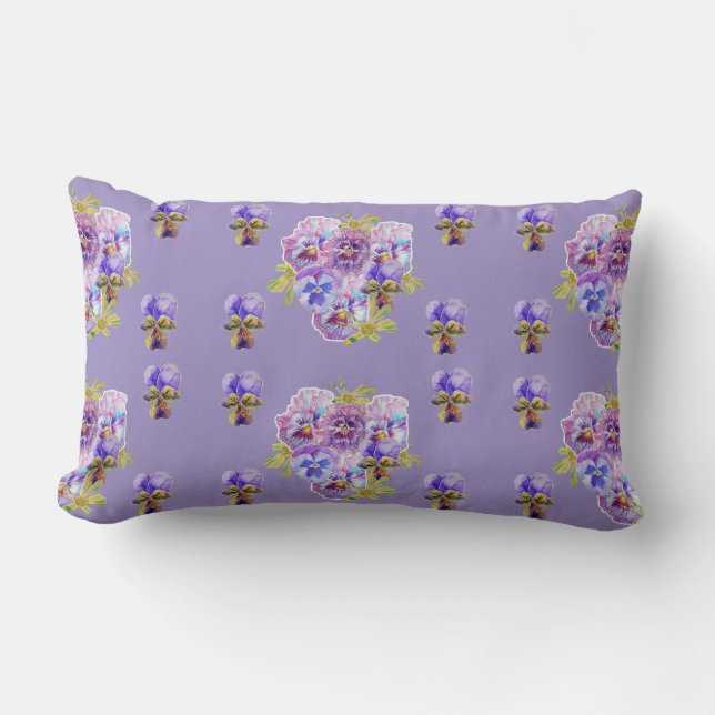 Coussin Rectangle Joyeux anniversaire Pansy femmes florales Lavender (Recto)
