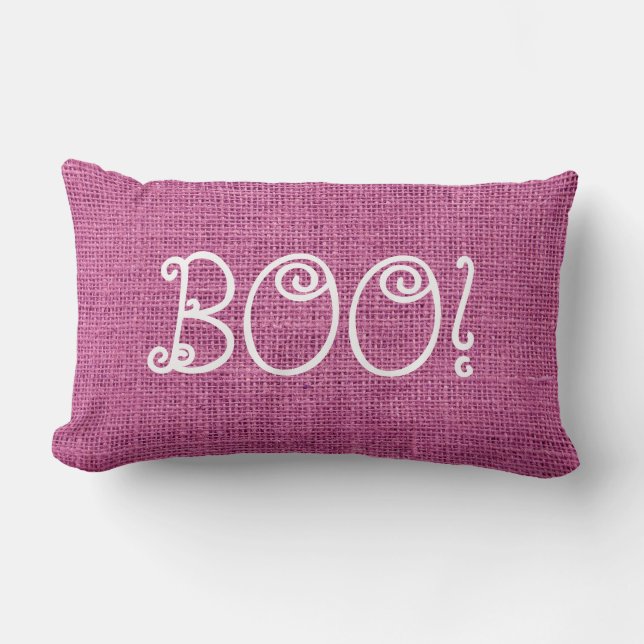 Coussin Rectangle Joyeux Burlap Boo Halloween ! (Recto)