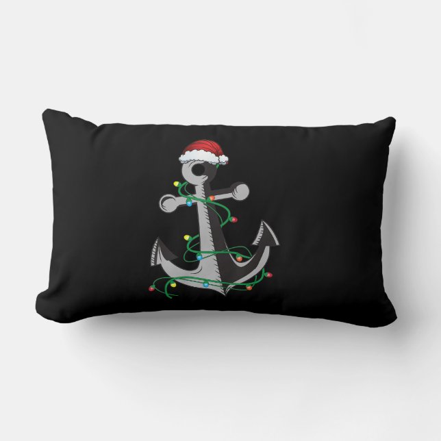 Coussin Rectangle Joyeux Capitaine Père Noël Noël Ancre légère Noël (Recto)