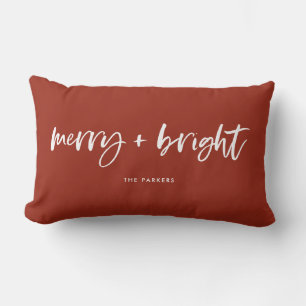 Coussin Rectangle Joyeux et lumineux Décontracté Script rouge Noël