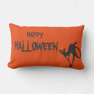 Coussin Rectangle Joyeux Halloween Cat effrayant Orange Throw