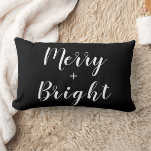 Coussin Rectangle Joyeux + Joyeux Noël noir blanc