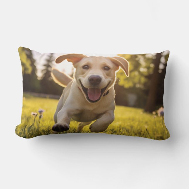 Coussin Rectangle Joyeux Labrador Puppy Running (Recto)