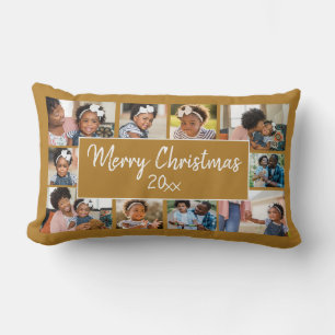 Coussin Rectangle Joyeux Noël 10 Photo Collage Or Jaune