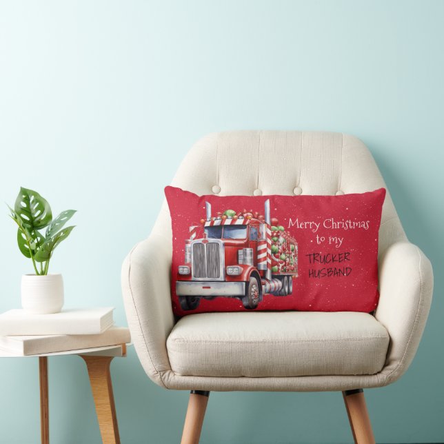 Coussin Rectangle Joyeux Noël à mon MARI TRUCKER (Chaise)