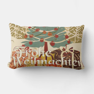 Coussin Rectangle Joyeux Noël arbre cadeaux style rétro