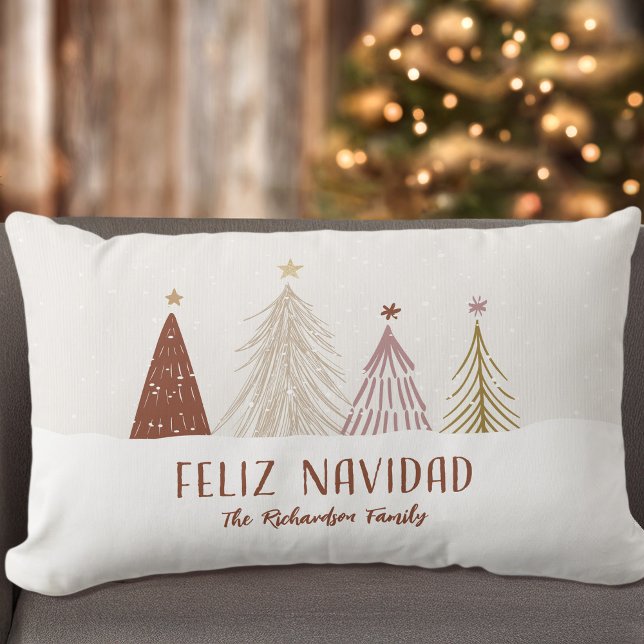 Coussin Rectangle Joyeux Noël Arbres de Noël festifs  (Créateur téléchargé)