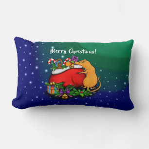 Coussin Rectangle Joyeux Noël avec Rat Prince