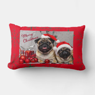 Coussin Rectangle Joyeux Noël avec un chapeau de Père Noël amusant p