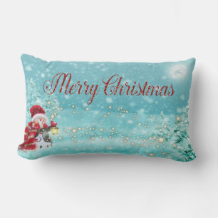Coussin Rectangle Joyeux Noël,Bonhomme de neige, Chapeau de Père Noë