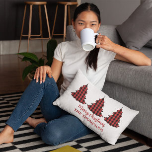 Coussin Rectangle Joyeux Noël Buffalo personnalisé chèque