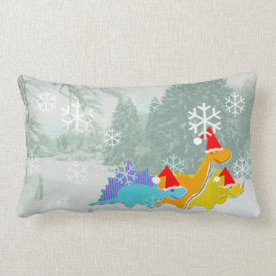 Coussin Rectangle Joyeux Noël de dinosaures mignons de bande