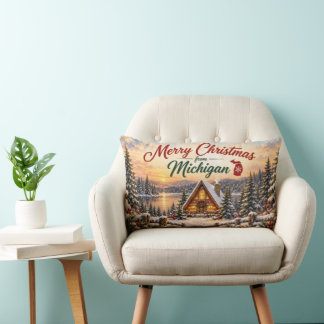 Coussin Rectangle Joyeux Noël du Michigan