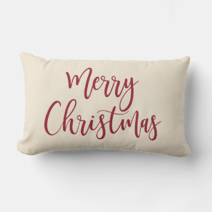 Coussin Rectangle Joyeux Noël Élégant Script moderne Rouge