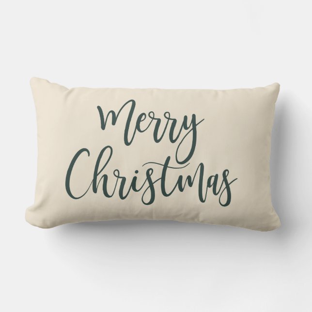 Coussin Rectangle Joyeux Noël Élégant Script moderne vert (Recto)