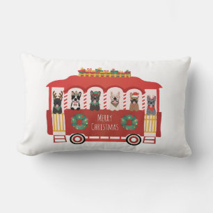 Coussin Rectangle Joyeux Noël Français Bulldogs Vacances Trolly