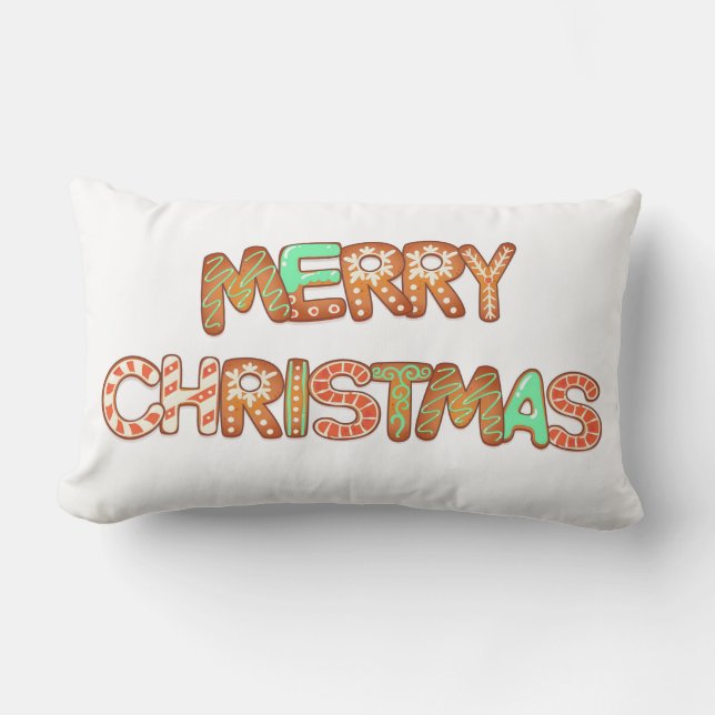 Coussin Rectangle Joyeux Noël Gingerbread Cookies (Recto)