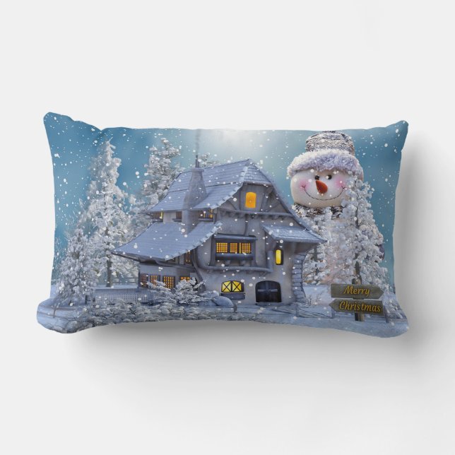 Coussin Rectangle Joyeux Noël hiver merveilleuse (Recto)