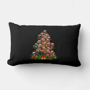Coussin Rectangle Joyeux Noël Lumières des arbres de Noël de chien