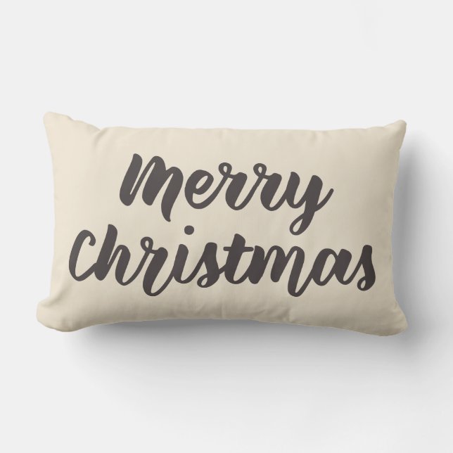 Coussin Rectangle Joyeux Noël Moderne Rustique Simple Script Brown (Recto)