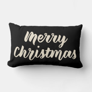 Coussin Rectangle Joyeux Noël moderne Rustique Simple Script Noir