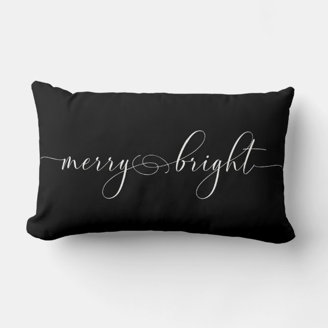Coussin Rectangle Joyeux Noël noir brillant (Recto)