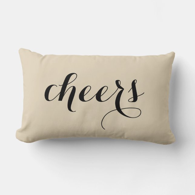 Coussin Rectangle Joyeux Noël Noir Script Beige Holiday (Recto)
